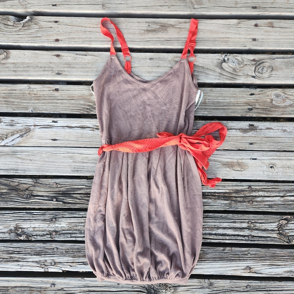 Twelve By Twelve Los Angeles Brown Orange Bubble Dress Knit Medium Neutral